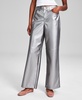 Women's Metallic Wide-Leg Pants, Created for Macy's