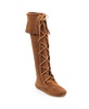 Women's Suede Front Lace Knee High Boots