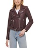 Women's Faux-Leather Belted Hem Moto Jacket