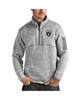 Men's Heather Gray Las Vegas Raiders Fortune Quarter-Zip Pullover Jacket