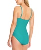 Women's Solid V-Neck Button-Detail One-Piece Swimsuit