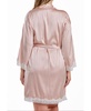 Brillow Plus Size Satin Striped Robe with Self Tie Sash and Trimmed in Lace