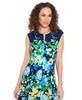 Petite Split-Neck Floral-Print Fit & Flare Dress