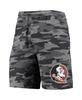 Men's Charcoal and Gray Florida State Seminoles Camo Backup Terry Jam Lounge Shorts