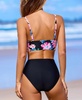 Women's Evening Flowers Wrapped Bikini Top & High-Rise Bottoms Set