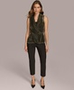 Women's Crocodile Burnout Velvet Faux-Wrap Top