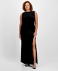 Plus Size High-Slit Velvet Low-Back Dress