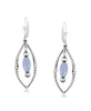 Sterling Silver Marquise Blue Lace Agate Dangle Earrings