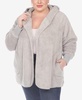 Plus Size Plush Hooded Cardigan Jacket with Pockets