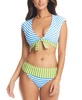 Women's Tie-Front Cap-Sleeve Bikini Top & Foldover Bottoms