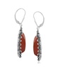 Sterling Silver Red Onyx Gemstone Pear-Shaped Dangle Earrings