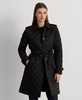 Women's Belted Velboa-Lined Quilted Trench Coat