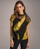 Donna Karan Women's Short Sleeve Metallic Print Blouse