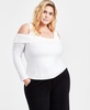 Trendy Plus Cold-Shoulder Long-Sleeve Top, Exclusively at Macy's