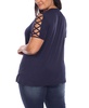 Plus Size Keyhole Neck Cutout Short Sleeve Top