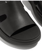 Women's F-Mode Raw Edge Leather Flatform H-Bar Slide