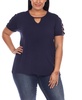 Plus Size Keyhole Neck Cutout Short Sleeve Top