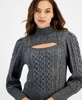 Women's Cable-Knit Keyhole Mock-Neck Sweater