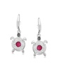 Sterling Silver with Genuine Gemstone Turtle Design Women's Drop and Dangle Earrings