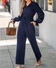 Women's Elegant Flowy Cuff V Neck Jumpsuit