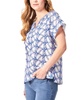 Women's Floral-Print Shirred-Neck Popover Blouse