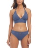 Women's O-Ring Halter-Neck Bikini Top & Buckle Hipster Bottoms