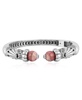 Sterling Silver Rhodochrosite Gemstone Hinged Cuff Bracelet Size Medium