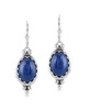 Sterling Silver Lapis Gemstone Crown Detail Lever Back Earrings