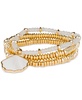 Gold-Tone 3-Pc. Set Mother-of-Pearl Shell Charm Beaded Stretch Bracelets 