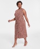 Plus Size Animal-Print Twist-Front Knit Dress, Created for Macy's