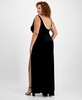 Plus Size High-Slit Velvet Low-Back Dress