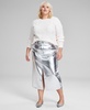 Trendy Plus Size Metallic Midi Skirt, Created for Macy's