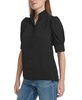 Women's Charmeuse Puff-Sleeve Stand-Collar Top