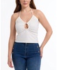 Women's Self-Tie Tunneled Halter Cutout Top