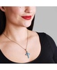 Sterling Blue Turquoise Gemstone Cross Pendant Enhancer