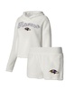 Women's  White Baltimore Ravens Fluffy Pullover Sweatshirt and Shorts Sleep Set