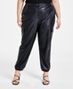 Trendy Plus Size Faux-Leather Jogger Pants, Created for Macy's