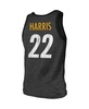 Men's Threads Najee Harris Heathered Black Pittsburgh Steelers Player Name and Number Tri-Blend Tank Top