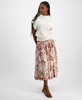 Women's Karalie Mock-Neck Knit Sweater & Amoret Printed Side-Zip Midi Skirt