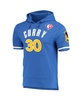 Men's Stephen Curry Royal Golden State Warriors Name and Number Short Sleeve Pullover Hoodie