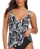 Women's Sharp Observation Printed Cascading-Front Tankini