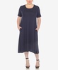 Plus Size Short Sleeve Pocket Swing Midi Dress