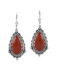 Sterling Silver Red Onyx Gemstone Pear-Shaped Dangle Earrings