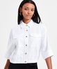 Women's 3/4-Sleeve Button-Front Crop Blouse, Exclusively at Macy's