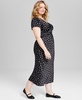 Trendy Plus Size Lace-Trim Satin Floral Midi Dress, Created for Macy's