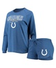 Women's Royal Indianapolis Colts Meter Knit Long Sleeve Raglan Top and Shorts Sleep Set