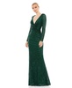 Women's Ieena Sequined Faux Wrap Long Sleeve Column Gown