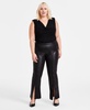 Trendy Plus Size Coated Split-Front Flared-Leg Pants, Created for Macy's