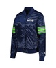 Women's College Navy Seattle Seahawks Line Up Satin Full-Snap Varsity Jacket