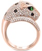 EFFY® Black & White Diamond (1-1/2 ct. t.w.) & Tsavorite (1/20 ct. t.w.) Signature Panther Ring in 14k Rose Gold